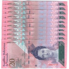 Venezuela 2011 - 20 bolivares, necirculata (10 bucati)