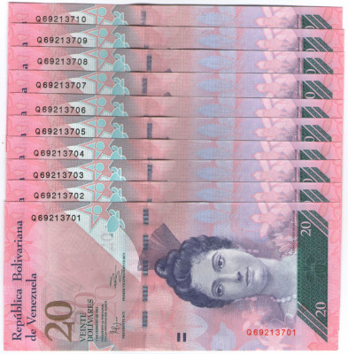 Venezuela 2011 - 20 bolivares, necirculata (10 bucati) foto