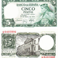 Spania 5 Pesetas 22.07.1954 P-146 UNC