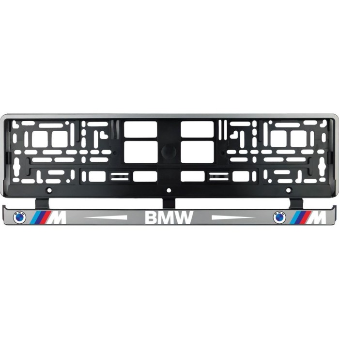 Set 2 bucati, suport numar inmatriculare argintiu BMW MPower