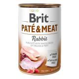 Brit Pate &amp; Meat, Iepure, Conservă hrană umedă fară cereale c&acirc;ini, (pate cu bucăți de carne), 400g