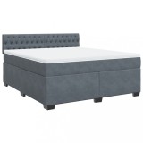 Cumpara ieftin Pat box spring cu saltea, gri inchis, 180x200 cm, catifea
