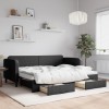VidaXL Pat de zi cu extensie și sertare, negru, 80x200 cm, textil 3196849