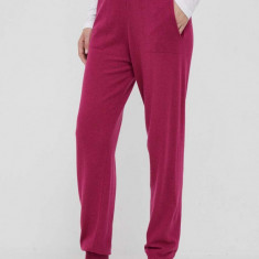 United Colors of Benetton pantaloni din amestec de casmir culoarea roz, drept, high waist