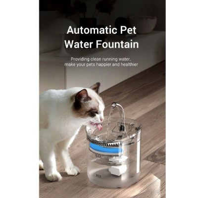 Fantana automata electrica, dozator de apa pentru animalele de companie, 2000 ml, 16.5 x 22 cm, 5V, 40 dB, Transparent foto