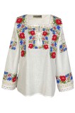 Bluza tip ie dama B23, alb cocos/gri, marime L