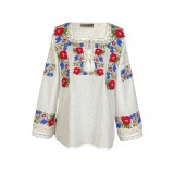 Bluza tip ie dama B23, alb cocos/gri, marime 2XL