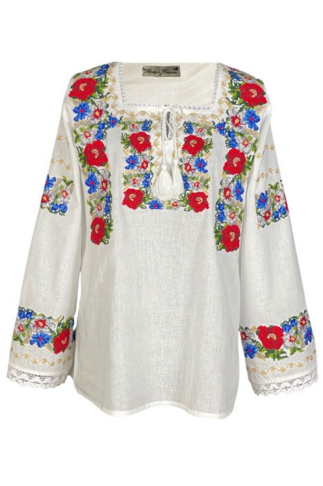 Bluza tip ie dama B23, alb cocos/gri, marime 3XL