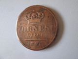 Cumpara ieftin Rara! Regatul celor doua Sicilii 10 Tornesi 1853 regele Ferdinand II, Europa, Bronz