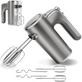 Cumpara ieftin Mixer de Mana Adela, 400W, 5 viteze, Functie Turbo, Teluri si Carlige, Otel Inoxidabil Ultraliger, Silver Grey
