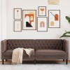 VidaXL Canapea Chesterfield cu 3 locuri, maro, piele ecologică