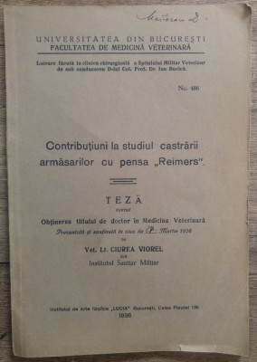 Contributiuni la studiul castrarii armasarilor cu pensa Reimers/ 1936 foto