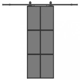 Cumpara ieftin Usa glisanta cu set feronerie neagra 76x205cm sticla securizata