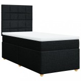 Cumpara ieftin Pat box spring cu saltea, negru, 90x200 cm, textil
