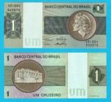 Brazilia (p#191) 1 Cruzeiro 1970 UNC 'Varianta pe medalion maro' serie: A01694 042973; (ROG CITITI DETALIILE!)