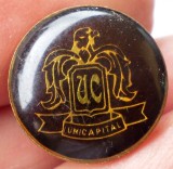 I.115 ROMANIA INSIGNA PIN UNICAPITAL 15mm MARO, Romania de la 1950