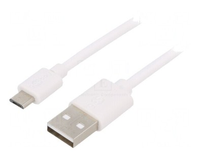 Cablu USB 2.0 A la Micro B 1m Alb foto