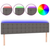 Cumpara ieftin Tablie de pat cu LED, gri, 200x5x78/88 cm, piele ecologica