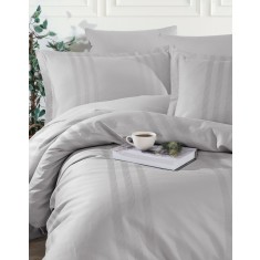 Lenjerie de pat din bumbac 100%, pentru pat dublu, Melkor Gri