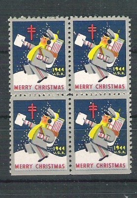 USA, Cinderella 1944 Christmas x 4, MNH, imperf. bottom L.091 foto