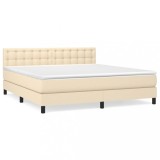 Cumpara ieftin Pat continental cu saltea, crem, 180x200 cm, textil