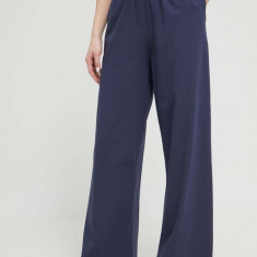 Tommy Jeans pantaloni de pijama femei, culoarea albastru marin, bumbac