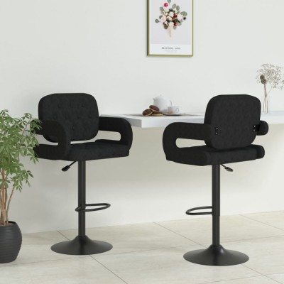 vidaXL Scaune de bar, 2 buc., negru, material textil foto
