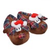 Papuci de Casă Christmas, Cerb 3D, Maro cu Detalii &icirc;n Carouri și Căciulă Roșie, pentru Bărbați, Oem