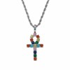 Colier MBrands cu pandantiv in forma ankh, cristale zirconiu colorate Argintiu
