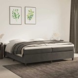 vidaXL Pat box spring cu saltea, gri &icirc;nchis, 200x200 cm, catifea 3144700