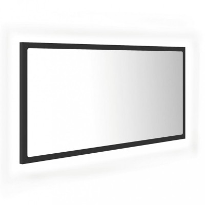 Oglindă de baie cu LED, gri, 90x8,5x37 cm, lemn prelucrat foto