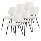 Set 6 scaune dining K&ouml;ma bej tapitate cu picioare metalice negre