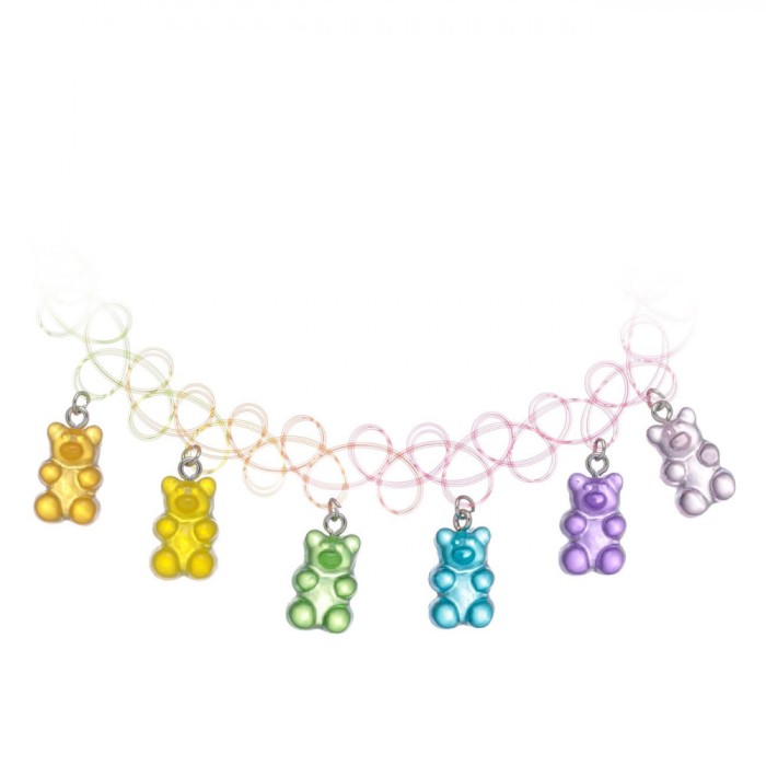Colier Chocker Elastic, Charms Ursuleți, Multicolor, Fete, Avertisment Pericol Asfixiere