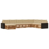 vidaXL Set de canapele de exterior cu pernă 8 pcs Natural și Bej 3383726