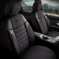 Set Huse Scaune Auto pentru Seat Cordoba - Panda Elegant, negru gri, 11 piese foto