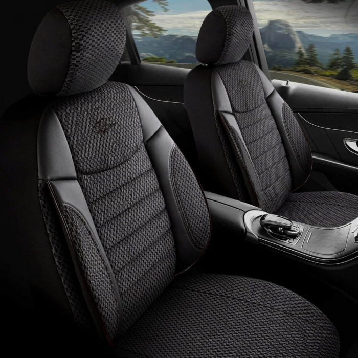 Set Huse Scaune Auto pentru Audi S8 - Panda Elegant, negru gri, 11 piese