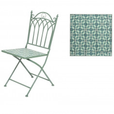 Scaun pentru gradina Orleans, Decoris, 38.5 x 46.5 x 89 cm, pliabil, fier/ceramica, verde