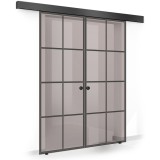Usa culisanta Boss &reg; Duo Black model Residence negru, 60+60x215 cm, sticla bronz securizata, glisanta in ambele directii