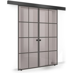 Usa culisanta Boss &reg; Duo Black model Residence negru, 60+60x215 cm, sticla bronz securizata, glisanta in ambele directii