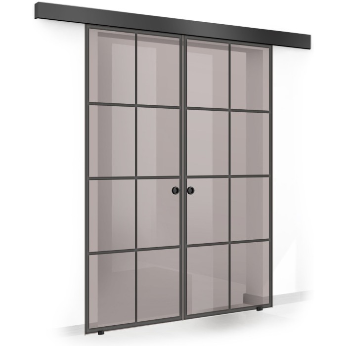 Usa culisanta Boss &reg; Duo Black model Residence negru, 80+80x215 cm, sticla bronz securizata, glisanta in ambele directii