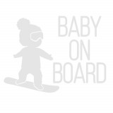 Cumpara ieftin Sticker Decorativ Auto Baby On Board SnowBoard 20 x 15 cm Model 17 Alb, Oem