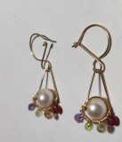 B98b. Cercei Rococo, rubin citrin ametist peridot Goldfilled, Multicolor, 3 cm, RavariuArt