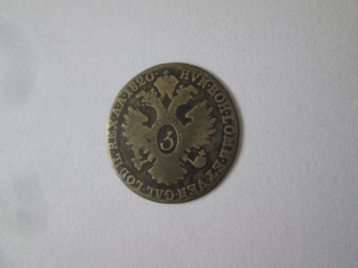 Austro-Ungaria/Boemia/Lombardia/Venetia 3 Kreuzer 1820 argint cu patina frumoasa foto