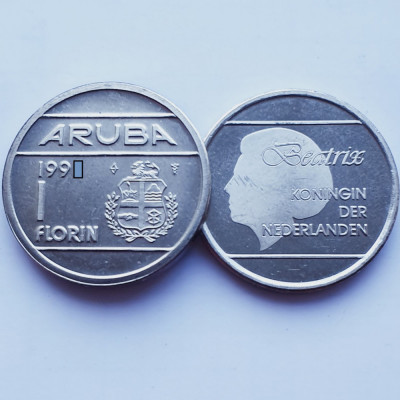 3270 Aruba 1 Florin 1991 Beatrix km 5 aUnc-UNC foto