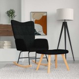 Cumpara ieftin Scaun balansoar cu taburet, negru, textil