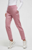 Cumpara ieftin Hummel pantaloni de trening din bumbac culoarea roz, neted