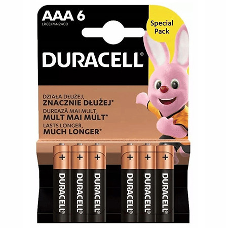 Baterie alcalina Duracell AAA, LR03, set 6 bucati