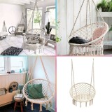 Fotoliu Suspendat Macrame Rotund din Sfoară de Bumbac, CMCLASS