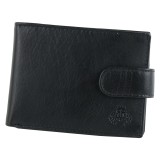 Portofel barbati din piele naturala 12&times;9 CM, negru, inchidere cu capsa