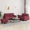 VidaXL Set canapea cu perne, 3 piese, roșu vin, material textil
